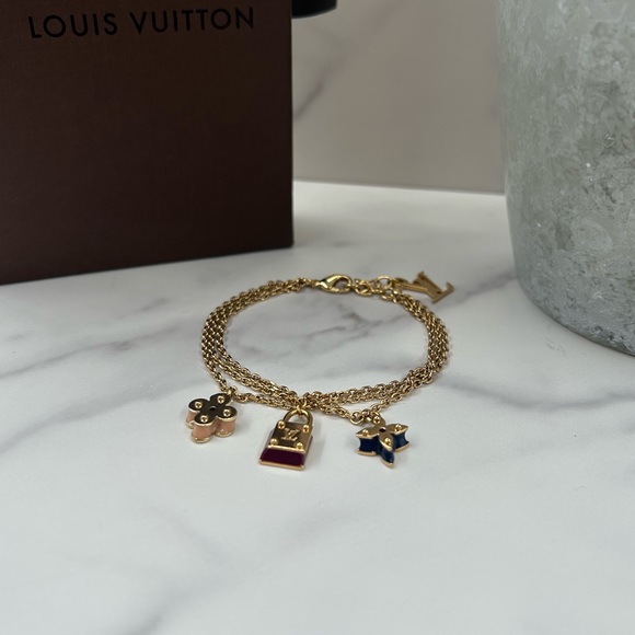🔥Louis Vuitton•Sweet Monogram Triple Enamel Charm Bracelet - Picture 2 of 5